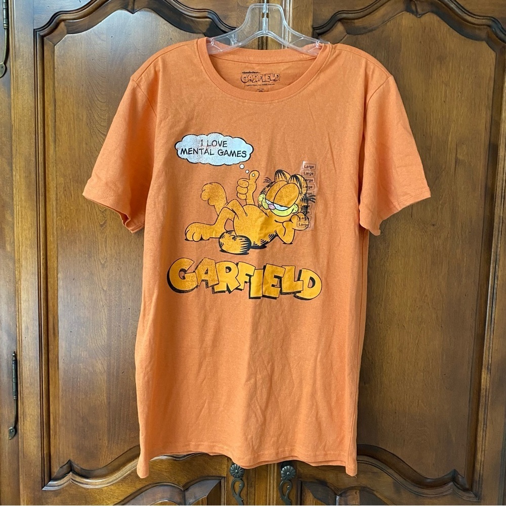 NWT Garfield "I Love Mental Games" graphic tee Sz L - Picture 2 of 5